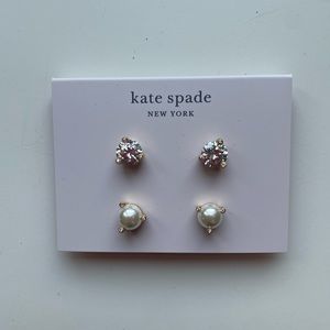 NWT! Kate Spade Diamond and Pearl Earring Set